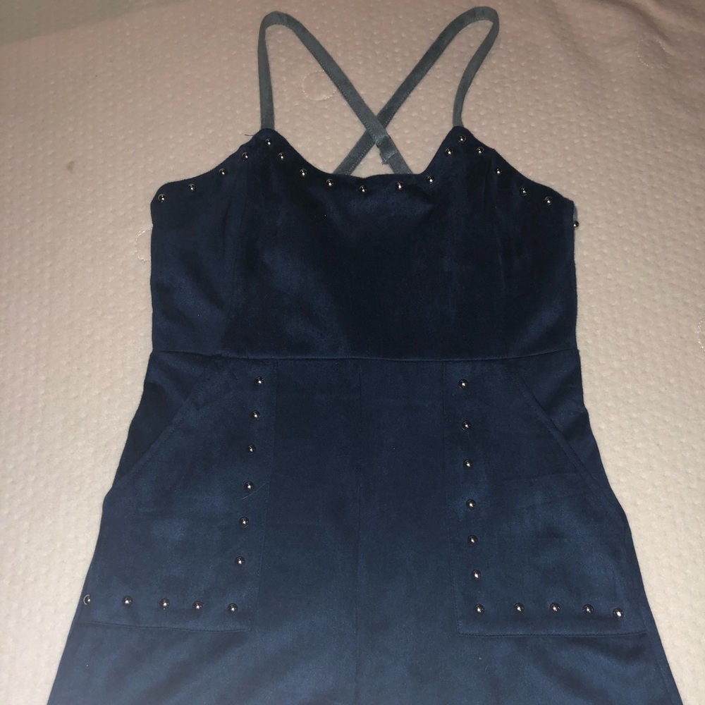 Studded romper suede